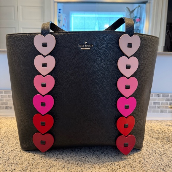 kate spade Handbags - Kate Spade Yours Truly Ombre Heart Black Leather Tote